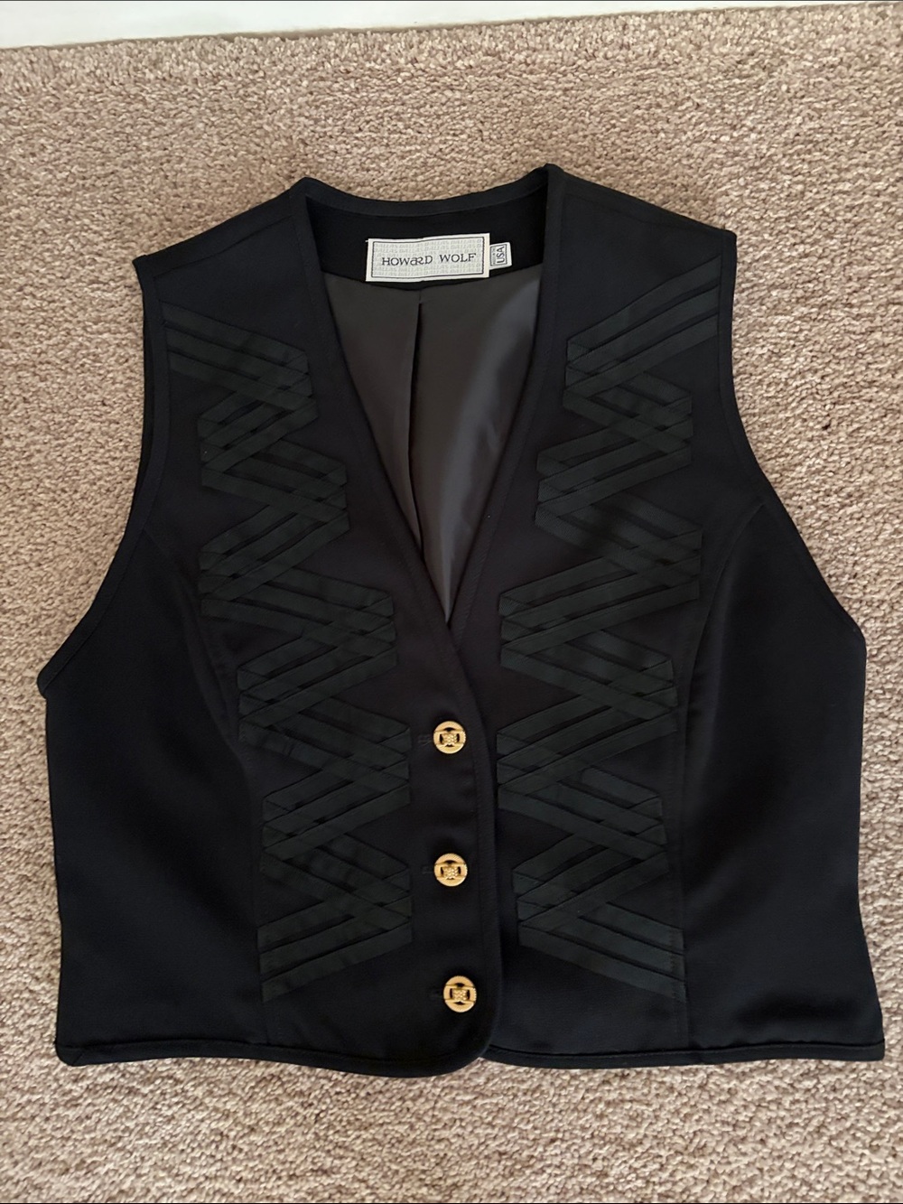 Howard Wolf Black Embellished Vest gorgeous like new size 8
